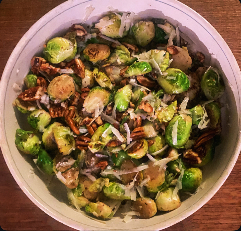 Sautéed Brussels Sprouts with Pecans and Pecorino&nbsp;Romano