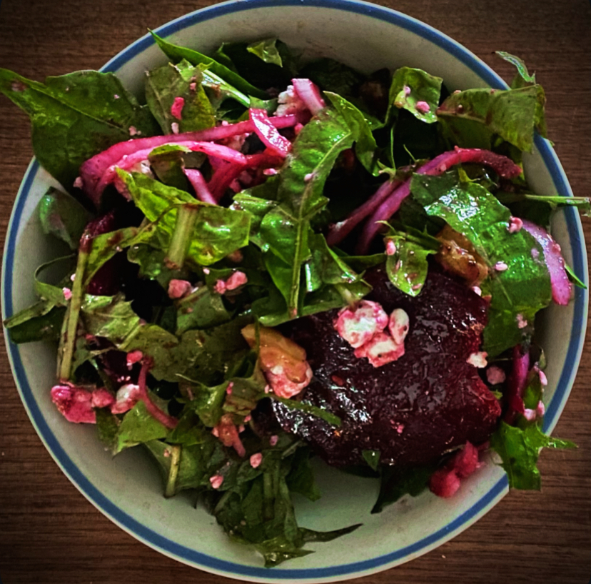 Dandelion, Beet, and Goat Cheese&nbsp;Salad